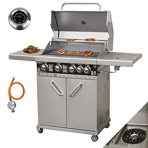 Vaiko Chef 4 Gasgrill Echte Edelstahl Konstruktion Grillstation Grillwagen 4+1 von Vaiko