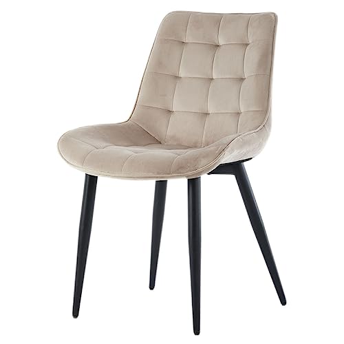 Vaiko Esszimmerstühle Wohnzimmerstuhl Küchenstühle Samt gesteppt 2er Set Metallgestell (Beige) von Vaiko