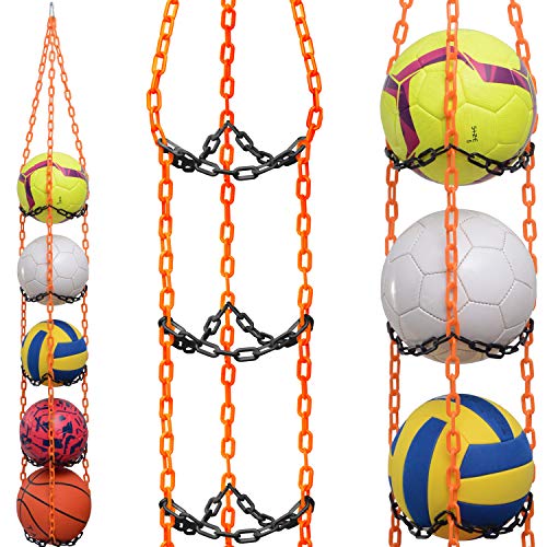 Vailantes Ballaufhänger - Fußball Volleyball Basketball Originaler Ballhalter Fussball Deko Aufbewahrung Kinderzimmer Regal Hängendes Regal Ball Kinder Fussball Geburtstag Regal (Orange/Schwarz) von Vailantes