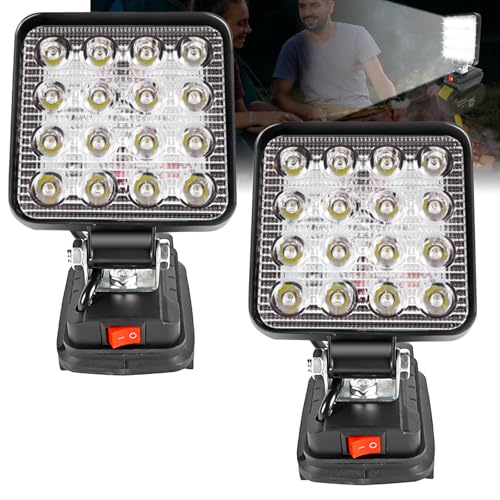 2 Stück Akku Lampe Für Makita: 18v 27W LED Baustrahler, Multifunktionales LED Arbeitsstrahler Akku, Tragbares Flutlichter Baustellen Lampe, Led Arbeitsleuchte für Makita 18V Lithium Lonen Batterie von Vaileal