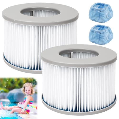 2 Stücke Filter MSpa Filterkartusche Wasserfilter, Filterkartuschen mit 2 Stücke Filterschutzhülle, Ersatz Filter Filterkartusche, Filterkartusche Zubehör für Mspa alle von Vaileal