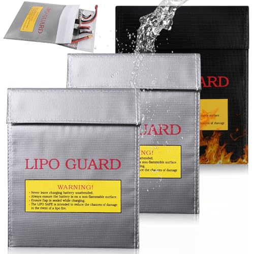 3 Stücke Lipo Safe Bag, 230x180mm Wasserdicht Lipo Akku Feuerfeste Ladetasche Schutztasche, Feuerschutz akku tasche, Hochtemperaturbeständigkeit lipo bag für Explosionsgeschützte Batterie von Vaileal