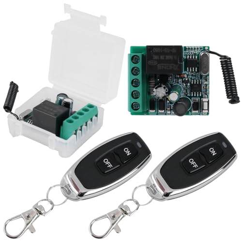 433MHZ FR Funk Fernbedienung Schalter Kabellos 1 Kanäle: AC 220V 230V Drahtloser Relais Empfänger mit 2 Sender Funksteuerung, RF Relaismodul Schalter Transmitter für Garagentor Elektrovorhang von Vaileal