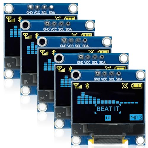 5 Stück OLED Display, 0,96 Zoll 128 x 64 Pixel OLED Display Screen Driver, OLED Display Serial Selbstleuchtendes Display Board, OLED IIC-Bildschirm Anzeigemodul Anzeigeplatine (Gelb und Blau) von Vaileal