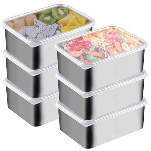 6 Stück Aufschnittboxen für Kühlschrank: 13.8 * 5.7 * 10.8CM Gefrierbehälter Edelstahl Behälter mit Deckel, Frischhaltedosen Mit Deckel Stapelbare Box Meal Prep Boxen für Käse, Fleisch, Wurst Obst 6 Stück Aufschnittboxen für Kühlschrank: 13.8 * 5.7 * 10.8CM Gefrierbehälter Edelstahl Behälter mit Deckel, Frischhaltedosen Mit Deckel Stapelbare Box Meal Prep Boxen für Käse, Fleisch, Wurst Obst von Vaileal