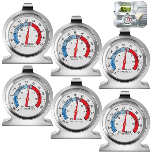 6 Stück Kühlschrank-Thermometer: Digitale Gefrierschrankthermometer mit Haken und Stände, Wasserdicht Gefrierschrank Thermometer, Max Min Rekord Funktion Perfekt von Vaileal