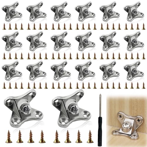 Abnehmbare Eckstrebe: 20 Pcs Schmetterling Eckstrebe mit 80 Pcs Edelstahlschrauben und 1 einen Schraubendreher, Butterfly Corner Connector, L-Förmiger eckverbinder für Wood Cabinets Furniture von Vaileal