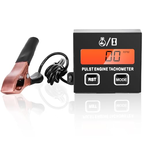Digitaler Drehzahlmesser, Digital Tachometer mit Hintergrundbeleuchtung, Induktiver Drehzahlmesser Kleiner, Induktiver Drehzahlmesser mit Stundenzähler, Drehzahlmesser Motorsäge, Austauschbarer Akku von Vaileal