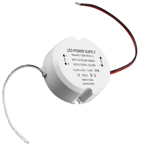LED Trafo 24V 36W 1.5A: Mini-Netzteil 24 V, AC zu DC Schalt Niedervolttrafo, Transformator 230V auf 24V, kleiner Transformator wasserdicht IP67, 24V Netzteil Konstantspannungs für LED Lampen G4 MR16 LED Trafo 24V 36W 1.5A: Mini-Netzteil 24 V, AC zu DC Schalt Niedervolttrafo, Transformator 230V auf 24V, kleiner Transformator wasserdicht IP67, 24V Netzteil Konstantspannungs für LED Lampen G4 MR16 von Vaileal