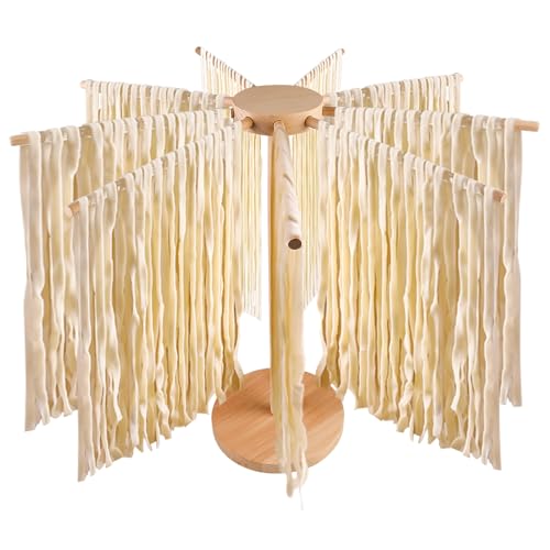 Nudeltrockner: Pastatrockner, Nudelständer Holz mit 9 Abnehmbar Arme, Nudeln Pasta Trockner, Faltbar-Spaghetti-Trockner, Faltbarer Nudeltrockner für bis zu 4.5kg Nudeln Tassen Handtücher von Vaileal