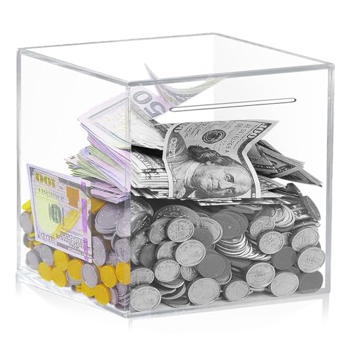 Spardose Transparent, 12× 12× 12cm Quadratisches Klares Sparschwein, Acryl-Spardose, Spardose Nicht zum öffnen, Münzen Banknoten Geldsparbox Durchsichtig Anwendbar auf Erwachsene und Kinder Spardose Transparent, 12× 12× 12cm Quadratisches Klares Sparschwein, Acryl-Spardose, Spardose Nicht zum öffnen, Münzen Banknoten Geldsparbox Durchsichtig Anwendbar auf Erwachsene und Kinder von Vaileal