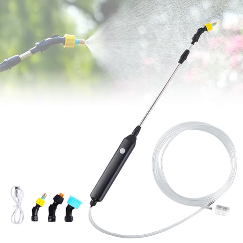 Vaileal Elektrischer Pflanzensprüher, Akku Drucksprüher, Elektrischer Gartensprüher Mit 5m Wasserleitung, Wiederaufladbare USB, Tragbarer Sprühstab für Garten, Hof, Rasen und Unkraut von Vaileal