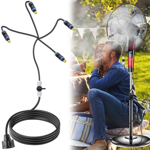 Vaileal Sprühnebel Kühlung Set für Lüfter, Outdoor Misting System mit 6m Schlauch und 6 360°Drehbare Messingdüsen, 3/4'' Wasserhahnanschluss, Outdoor Misting für Terrasse, Garten, Gewächshaus Vaileal Sprühnebel Kühlung Set für Lüfter, Outdoor Misting System mit 6m Schlauch und 6 360°Drehbare Messingdüsen, 3/4'' Wasserhahnanschluss, Outdoor Misting für Terrasse, Garten, Gewächshaus von Vaileal