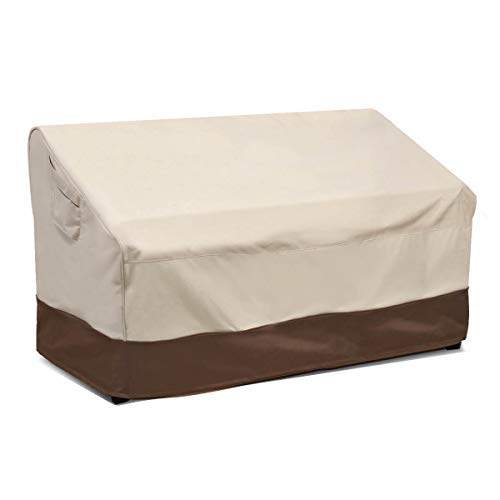 Vailge Robuster 2-Sitzer-Bezug für Terrassenbank, 100 % wasserdicht, für den Außenbereich, Rasen, Terrasse, Möbelabdeckungen mit Lüftungsschlitzen, Größe M (Standard), Beige und Braun von Vailge