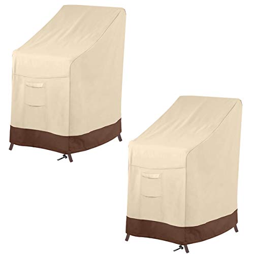 Vailge Stapelbare Abdeckung für Terrassenstuhl, 100 % wasserdicht, für Outdoor-Stuhl, strapazierfähig, passend für 4–6 stapelbare Esszimmerstühle, 2 Stück – 91,4 cm L x 71,1 cm B x 129,9 cm, Beige und von Vailge