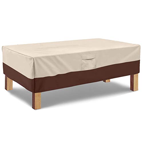 Vailge Strapazierfähige rechteckige Abdeckung für Couchtische, mit strapazierfähigem Saum, wasserdichte Abdeckung für Terrassen- und Couchtisch 48''L x 28''W x 13''H Beige und Braun von Vailge