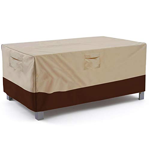 Vailge Veranda rechteckige/ovale Abdeckung für Terrassentisch, robust und wasserdicht, für den Außenbereich, für Rasen, Terrassenmöbel, groß, Beige und Braun von Vailge