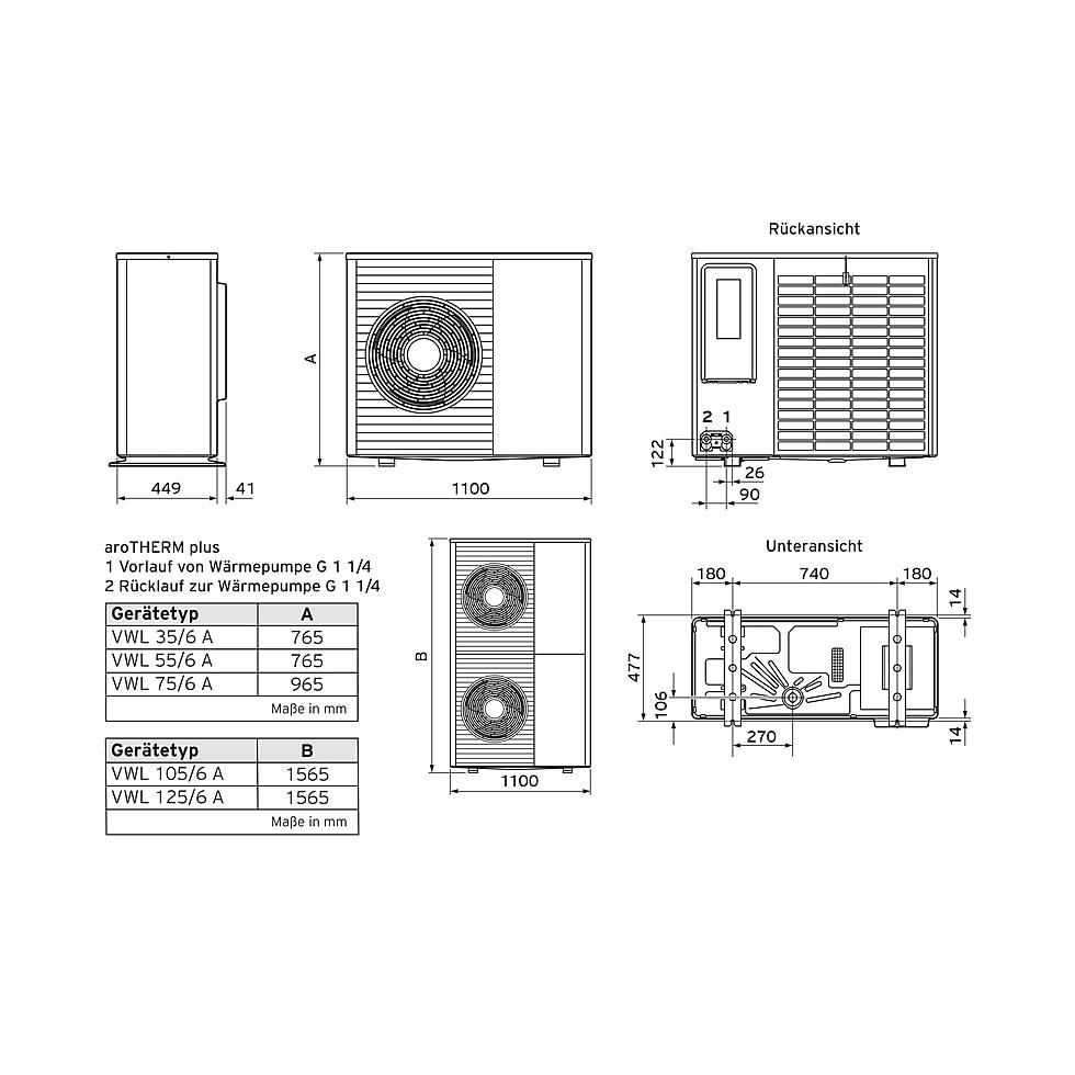 Vaillant Heizungswärmepumpe Luft/Wasser aroTHERM plus VWL 105/6 A S2 0010021120 von Vaillant