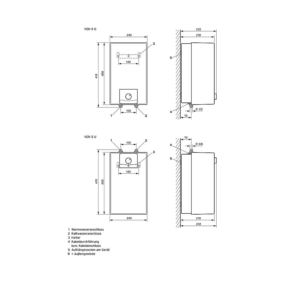 Vaillant VEN 5/7 U exclusiv Elektro-Speicher drucklos Untertisch 0010021138 von Vaillant