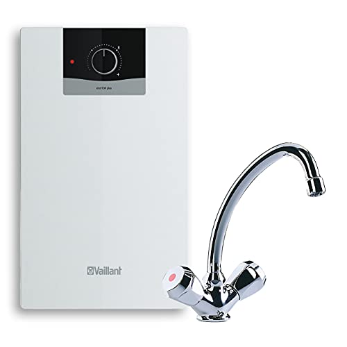 Vaillant Warmwasserspeicher, Untertischgerät eloSTOR VEN 5/7 U plus, 2-Griff-Armatur VNU 2 (302595), 230 V, Kapazität: 5 Liter, Niederdruckspeicher, Elektro-Kleinspeicher, 0010021141, Weiß von Vaillant