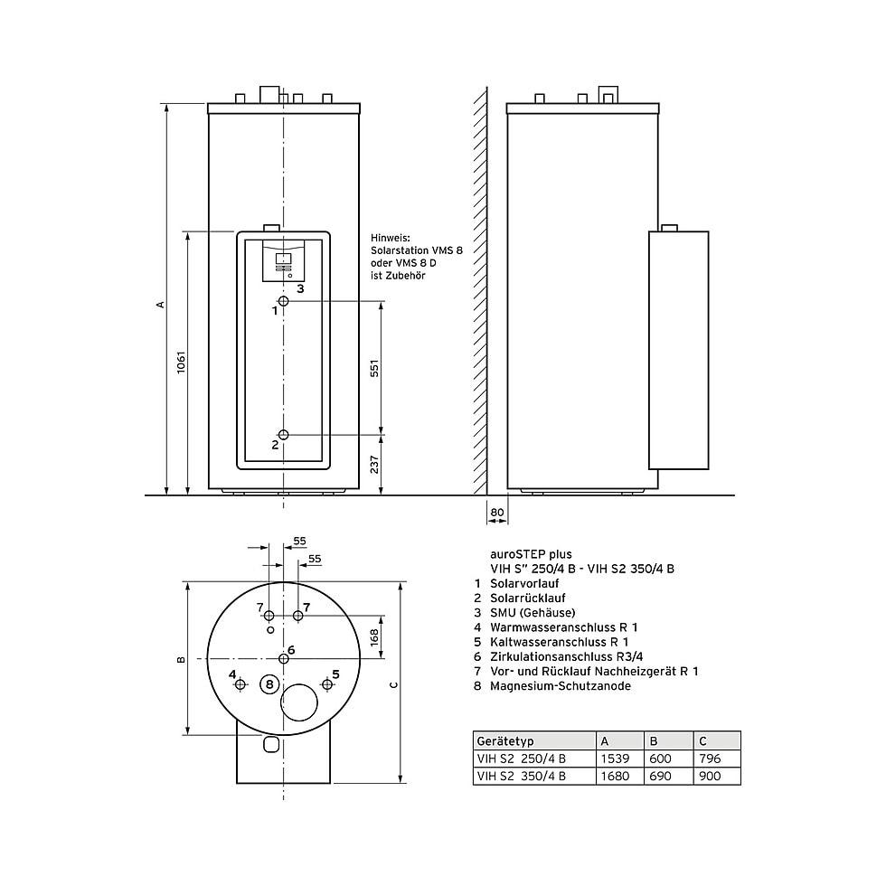 Vaillant bivalenter Warmwasserspeicher mit solarer Anbindung VIH S2 350/4 B 0010017711 von Vaillant