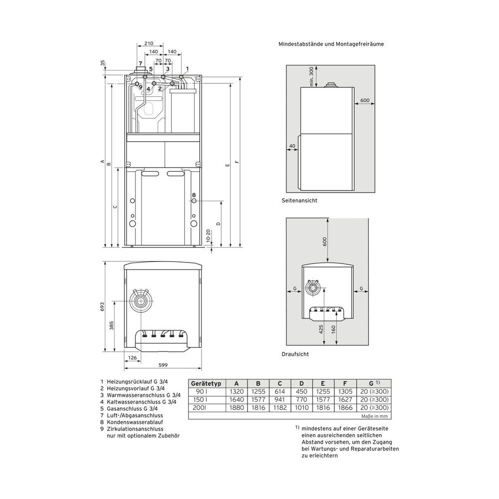 Vaillant ecoCOMPACT VSC 146/4-5 90 Kompaktgerät Brennwert 3-14 kW E-Gas 0010015596 von Vaillant