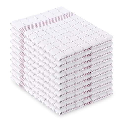 Vaily Geschirrtücher Rot-Kariert 10er Pack - 70 x 45 cm aus 100% Baumwolle von Vaily