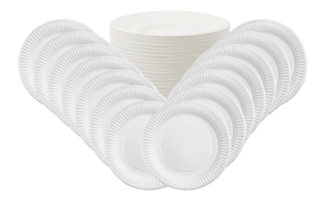 Vaily Pappteller Pappteller Weiß mit 23cm Durchmesser ⌀– 200 Stück, (200 St) von Vaily