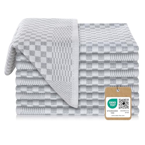 Vaily Premium Geschirrtücher 10er Pack - Trockentücher aus 100% Baumwolle super Saugstark- Oeko-TEX Zertifiziert - 70 x 45 cm Grau von Vaily