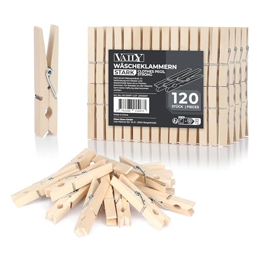 Vaily Wäscheklammern aus Holz - Holzklammern für Wäscheständer, Wäscheleine, Basteln und Dekoration - 120 Stück Vaily Wäscheklammern aus Holz - Holzklammern für Wäscheständer, Wäscheleine, Basteln und Dekoration - 120 Stück von Vaily