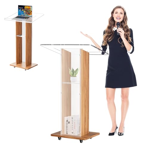 Vakiorn 116 cm Podium-Rednerpult aus Acryl und Holz, Kanzeln für Kirchen mit doppelten Ablagen, Moderne Standkanzeln mit 10 mm starker Acryl-Arbeitsplatte für Konferenzen im Klassenzimmer Vakiorn 116 cm Podium-Rednerpult aus Acryl und Holz, Kanzeln für Kirchen mit doppelten Ablagen, Moderne Standkanzeln mit 10 mm starker Acryl-Arbeitsplatte für Konferenzen im Klassenzimmer von Vakiorn