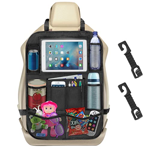 Autositz Organizer, Auto Organizer mit 2 Auto Lagerung Haken, Rückenlehnenschutz Auto Kinder mit Tablet Tasche, Wasserdicht Oxford Tuch Rücksitz Organizer, Schwarz (59x42cm/23x17in) von Vaktop