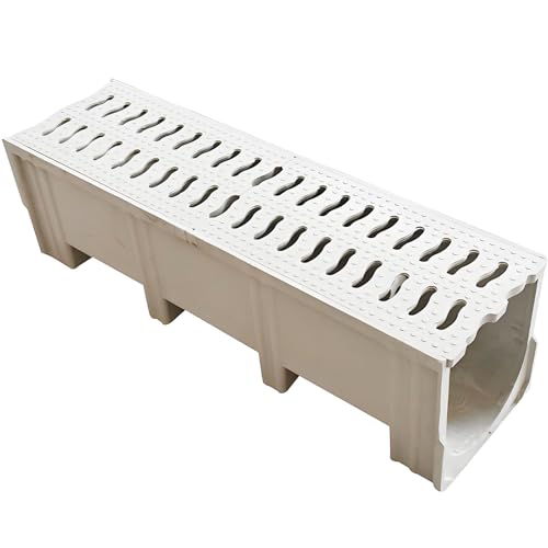 Robustes Kanalablauf-Kit aus Harz – Hochbelastbares Rinnensystem mit Abnehmbarer Lochblech-Abdeckung – Regenwasserablauf für Garten, Einfahrt, Terrasse und Dusche – Einfache Montage(W10xH6cm/3.9x2.3in von Valdoza