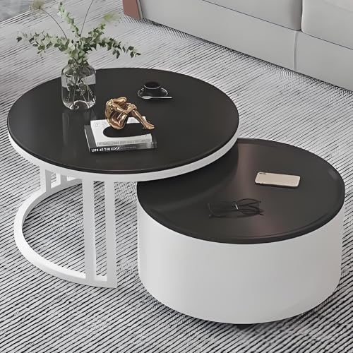 Valdoza 2er Set Couchtische Mit Stauraum, Multifunktionaler Couchtisch, Drehbare Holzplatte & Metallgestell, Stapelbar Und Platzsparend, Wohnzimmertisch Für Wohnzimmer, Schlafzimmer, Büro(Color-27) von Valdoza