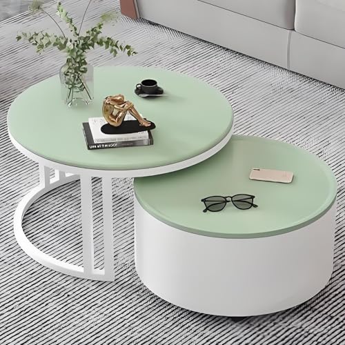 Valdoza 2er Set Couchtische Mit Stauraum, Multifunktionaler Couchtisch, Drehbare Holzplatte & Metallgestell, Stapelbar Und Platzsparend, Wohnzimmertisch Für Wohnzimmer, Schlafzimmer, Büro(Color-24) von Valdoza