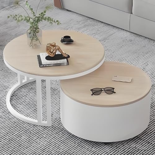 Valdoza 2er Set Couchtische Mit Stauraum, Multifunktionaler Couchtisch, Drehbare Holzplatte & Metallgestell, Stapelbar Und Platzsparend, Wohnzimmertisch Für Wohnzimmer, Schlafzimmer, Büro(Color-25) von Valdoza