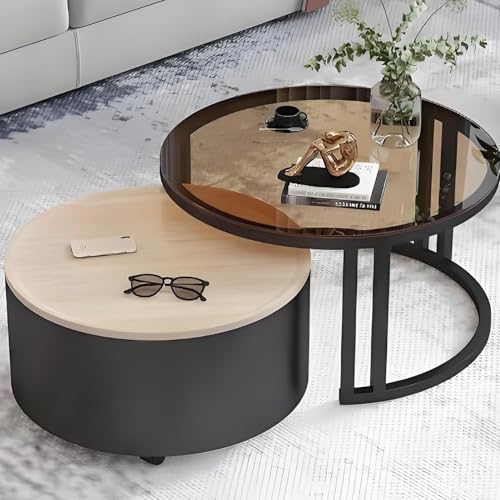 Valdoza 2er Set Couchtische Mit Stauraum, Multifunktionaler Couchtisch, Drehbare Holzplatte & Metallgestell, Stapelbar Und Platzsparend, Wohnzimmertisch Für Wohnzimmer, Schlafzimmer, Büro(Color-7) Valdoza 2er Set Couchtische Mit Stauraum, Multifunktionaler Couchtisch, Drehbare Holzplatte & Metallgestell, Stapelbar Und Platzsparend, Wohnzimmertisch Für Wohnzimmer, Schlafzimmer, Büro(Color-7) von Valdoza