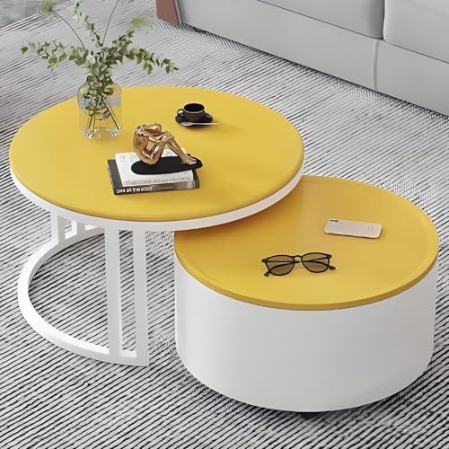 Valdoza 2er Set Couchtische Mit Stauraum, Multifunktionaler Couchtisch, Drehbare Holzplatte & Metallgestell, Stapelbar Und Platzsparend, Wohnzimmertisch Für Wohnzimmer, Schlafzimmer, Büro(Color-29) von Valdoza