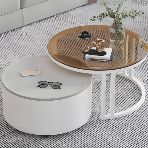 Valdoza 2er Set Couchtische Mit Stauraum, Multifunktionaler Couchtisch, Drehbare Holzplatte & Metallgestell, Stapelbar Und Platzsparend, Wohnzimmertisch Für Wohnzimmer, Schlafzimmer, Büro(Color-9) von Valdoza