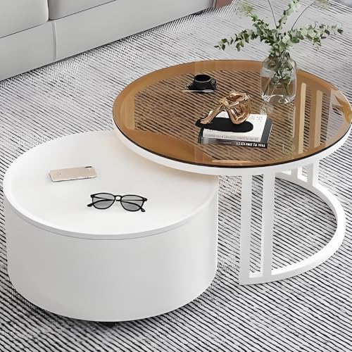 Valdoza 2er Set Couchtische Mit Stauraum, Multifunktionaler Couchtisch, Drehbare Holzplatte & Metallgestell, Stapelbar Und Platzsparend, Wohnzimmertisch Für Wohnzimmer, Schlafzimmer, Büro(Color-12) Valdoza 2er Set Couchtische Mit Stauraum, Multifunktionaler Couchtisch, Drehbare Holzplatte & Metallgestell, Stapelbar Und Platzsparend, Wohnzimmertisch Für Wohnzimmer, Schlafzimmer, Büro(Color-12) von Valdoza