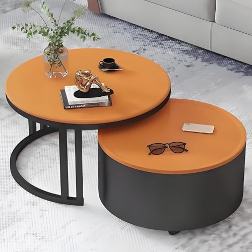 Valdoza 2er Set Couchtische Mit Stauraum, Multifunktionaler Couchtisch, Drehbare Holzplatte & Metallgestell, Stapelbar Und Platzsparend, Wohnzimmertisch Für Wohnzimmer, Schlafzimmer, Büro(Color-18) von Valdoza