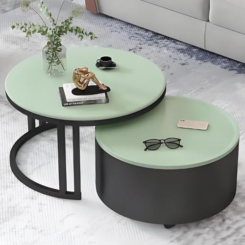 Valdoza 2er Set Couchtische Mit Stauraum, Multifunktionaler Couchtisch, Drehbare Holzplatte & Metallgestell, Stapelbar Und Platzsparend, Wohnzimmertisch Für Wohnzimmer, Schlafzimmer, Büro(Color-22) von Valdoza