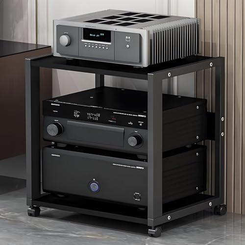 Valdoza Audio Video Regal HiFi Rack High End, Stereo-Geräteschrank Mit Rollen, HiFi-Audioschrank 2/3 Lagige Einstellbare Funktion, Stereokomponenten Für Wohnzimmer/Haus/Büro(2-Layer) von Valdoza