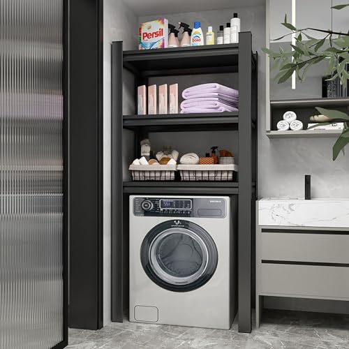 Valdoza Frontlader-Waschmaschine Und Trockner Tragbares Gestell, Waschmaschinenschrank Mit Trockner, Waschmaschine Regal Stapelset Verstellbarer Ständer, Sparen Sie Platz, Black,60x40x von Valdoza