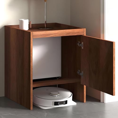 Valdoza Versteckter Schrank für Saugroboter aus Massivholz, Roboter-Staubsauger Aufbewahrungsregal für Wohnzimmer, Küche, Schlafzimmer, Einfaches Wasserwechseln(Brown) von Valdoza