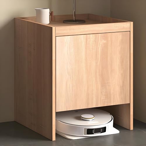 Valdoza Versteckter Schrank für Saugroboter aus Massivholz, Roboter-Staubsauger Aufbewahrungsregal für Wohnzimmer, Küche, Schlafzimmer, Einfaches Wasserwechseln(Yellow) von Valdoza