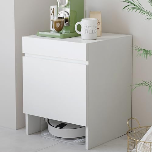 Valdoza Versteckter Staubsauger-Schrank Mit Türen, Platzsparender Holzschrank Mit Ausziehbarer Oberseite Zum Wasserwechsel, Für Wohnzimmer, Schlafzimmer, Küche(White) von Valdoza