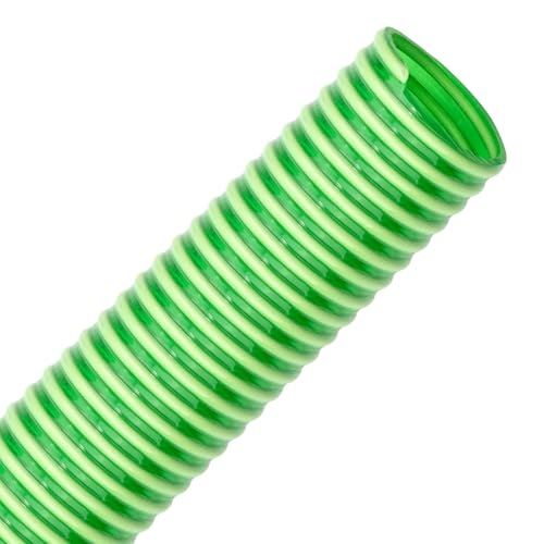 FLEXTUBE GR Ø 25mm (1 Zoll) Länge 40m PVC Schlauch, Spiralschlauch, Saugschlauch mit Hart PVC Spirale, grün transparent von Valekna