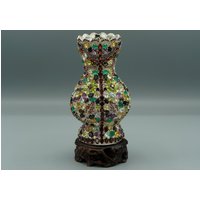 Silber Vase, Kleine Vase, Art Deco Anspruchsvolle Vase Mit Multicolor Atemberaubenden Steinen Bestes Dekor Für Besondere Anlässe, Hochzeiten von ValentinsJewellery