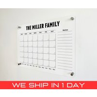 Acryl Familienplaner Wandkalender - Personalisierte Trocken Abwischbare Tafel, Abwischbarer Kalender, Monatlicher Und Wöchentlicher Transparenter von ValeriasCalendarShop